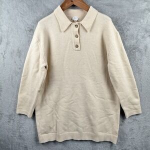 Le Lis Sweater Dress Womens M Oatmeal‎ Oversized Ribbed Cuff & Collar 3 Buttons
